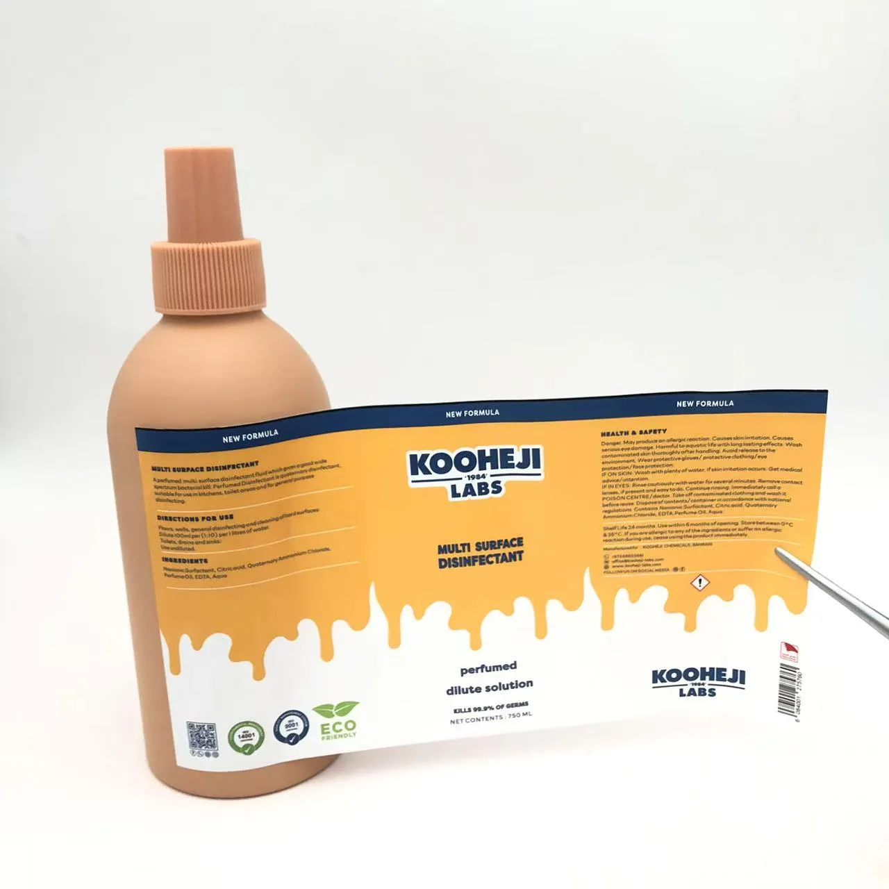 Verpackungsetiketten für Desinfektionsflaschen